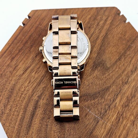 Michael Kors Women's Mercer Rose Gold Link Band Watch Chronograph Multifunction - Picture 5 of 7